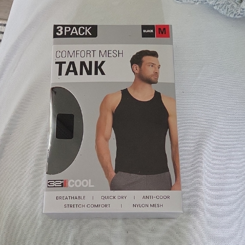 32 Degrees Men's Black Mesh Tank Top 3-Pack
